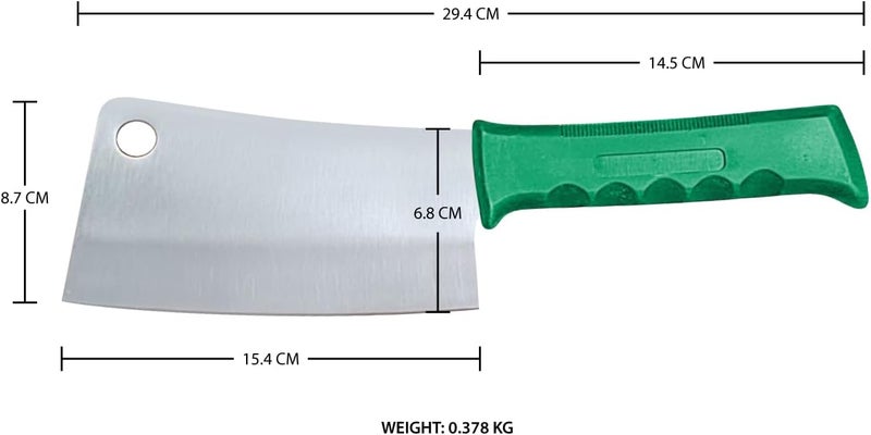 Kitchen Master 6 Inch Stainless Steel Meat Cleaver with Green Handle - Image 2